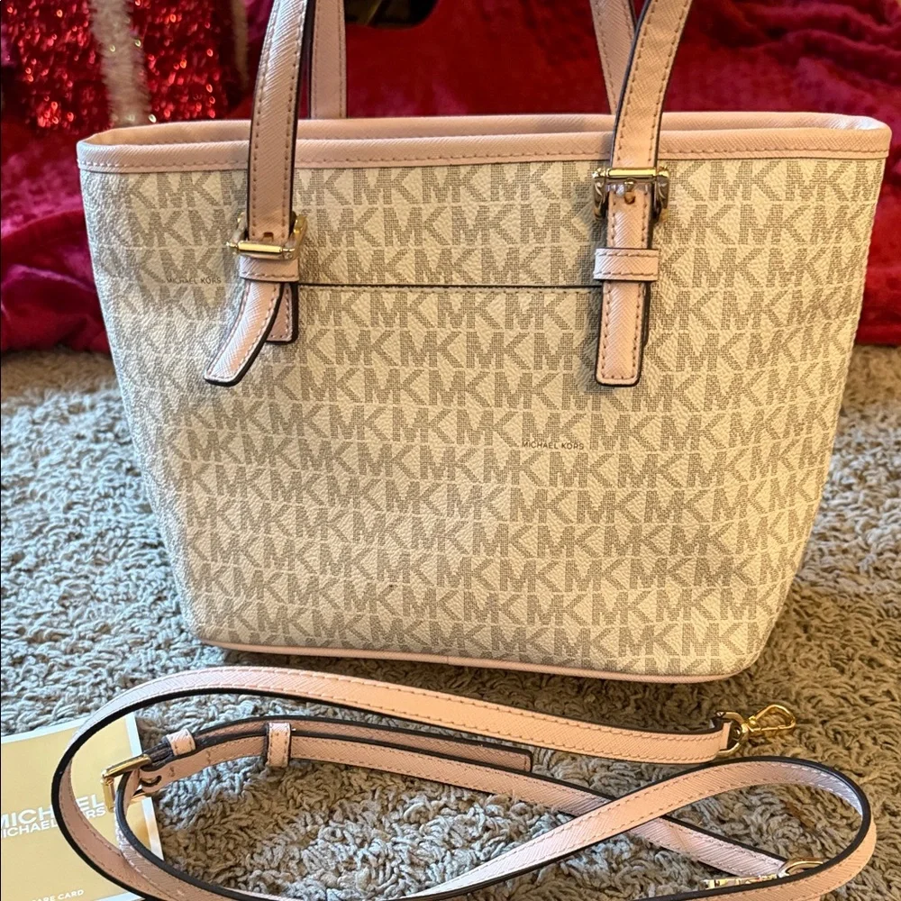 Michael Kors Light Pink and Cream Signature Tote - Picture 2 of 4